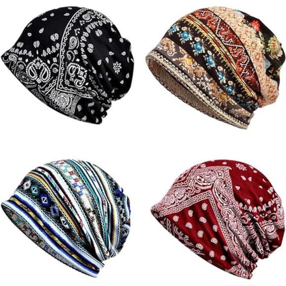4 PCS Women Baggy Slouchy Beanie Chemo Hat Cap Slouchy Snood Hat Cancer Headwear - Picture 8 of 8